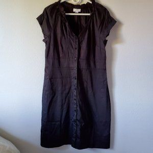 Ann Taylor Loft (Size 10 Black Dress full button front)